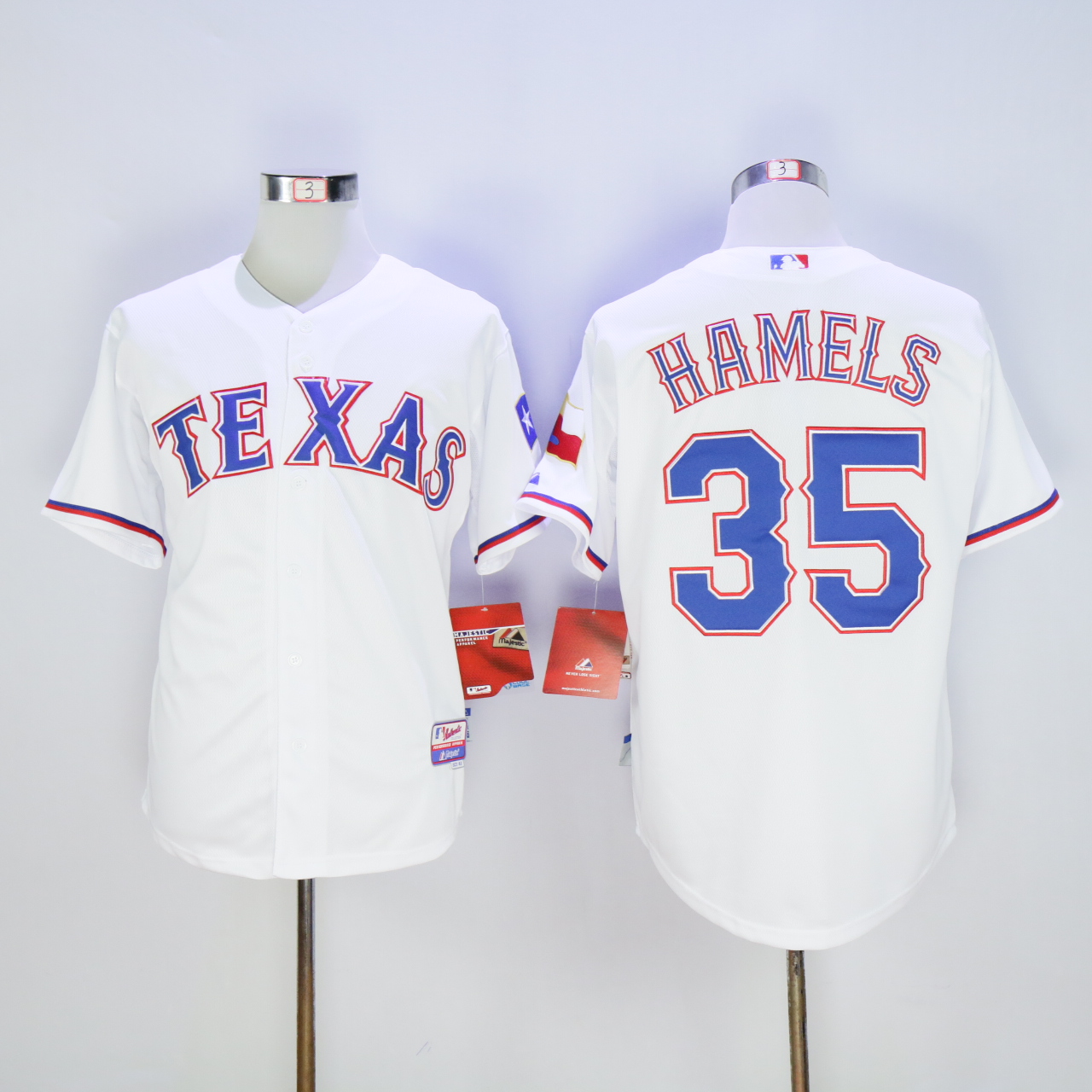 Men Texas Rangers #35 Hamels White MLB Jerseys